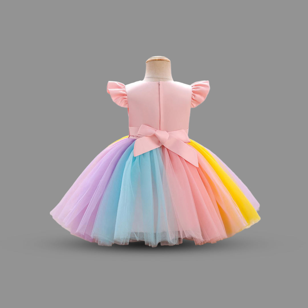 Girls Multicolor Fit & Flare Party Wear Dress Party Dresses   
