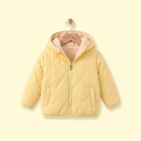 Girls Yellow Long Sleeve Hooded Puffer Jacket Coats & Jackets Yellow 1-2 Y