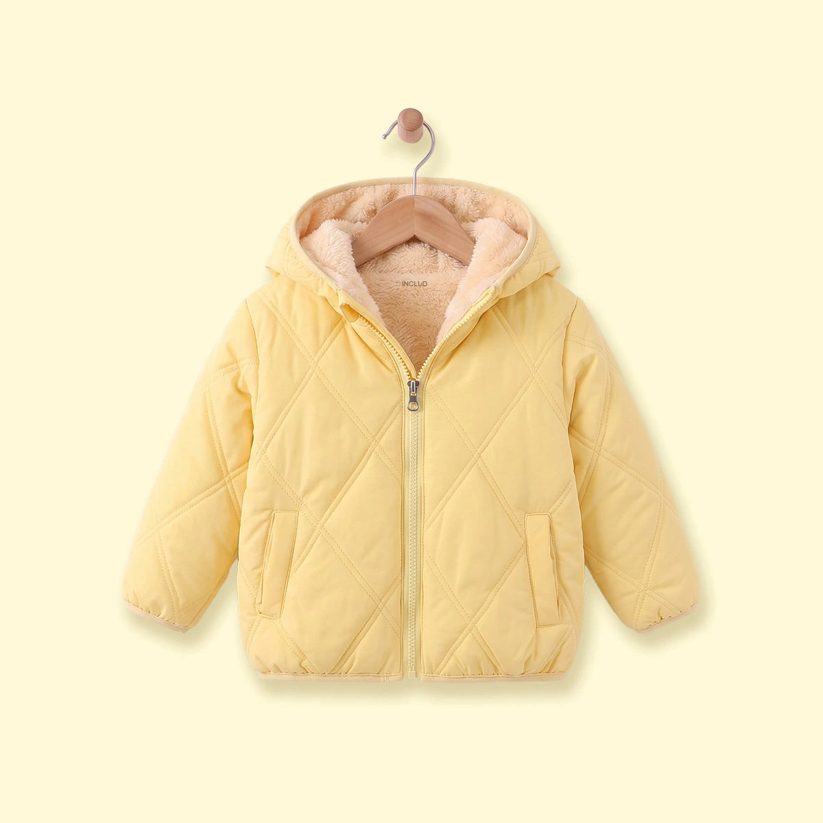 Girls Yellow Long Sleeve Hooded Puffer Jacket Coats & Jackets Yellow 1-2 Y
