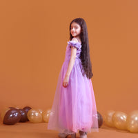 Girls Lavender Gathered Off-Shoulder Tulle Party Gown Party Dresses