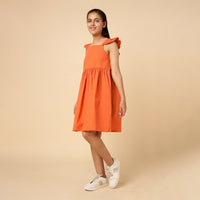 Girls Dress with Ruffle Sleeve Casual Dresses   
