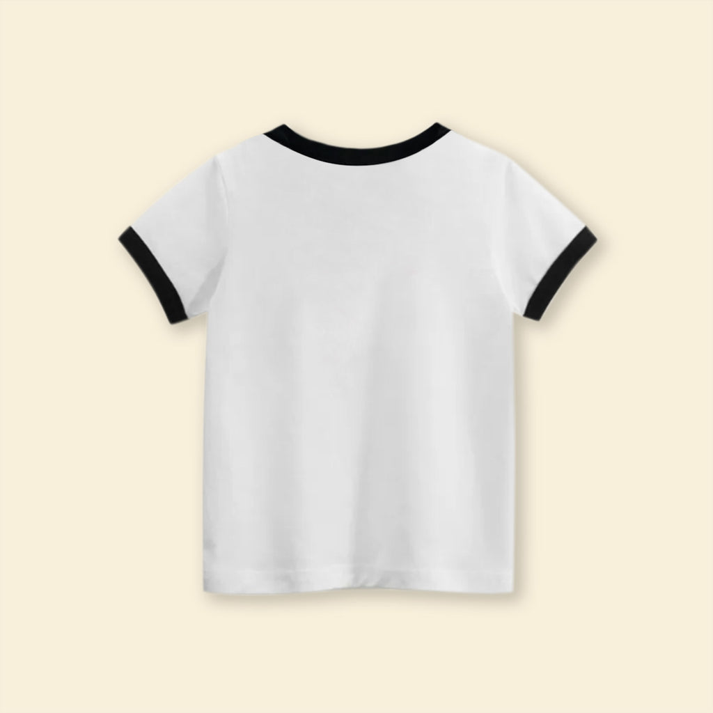 Girls Motif Printed Short Sleeves Casual Tee Tops & T-Shirts