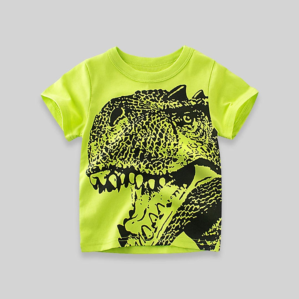 Boy's Green Dinosaur Print Tshirt Tshirts Green 1-2 Y 