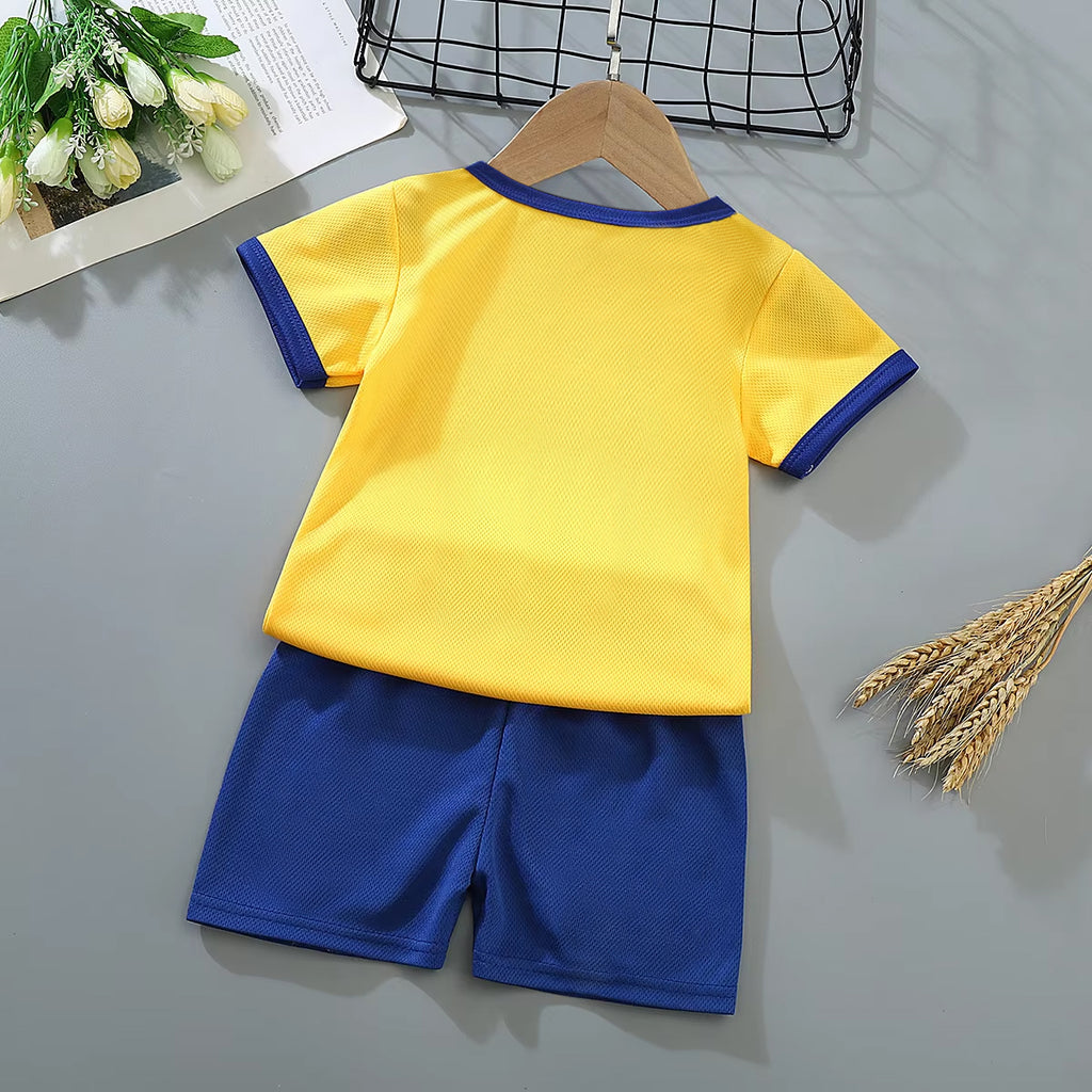 Boys Yellow Knitted Football Two Piece Set Sets
