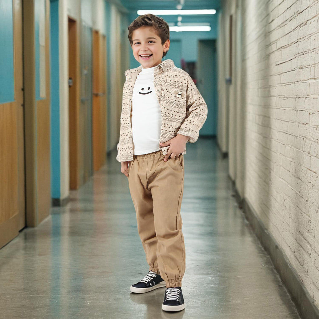 Boys Corduroy Jacket with T-shirt & Trousers Set