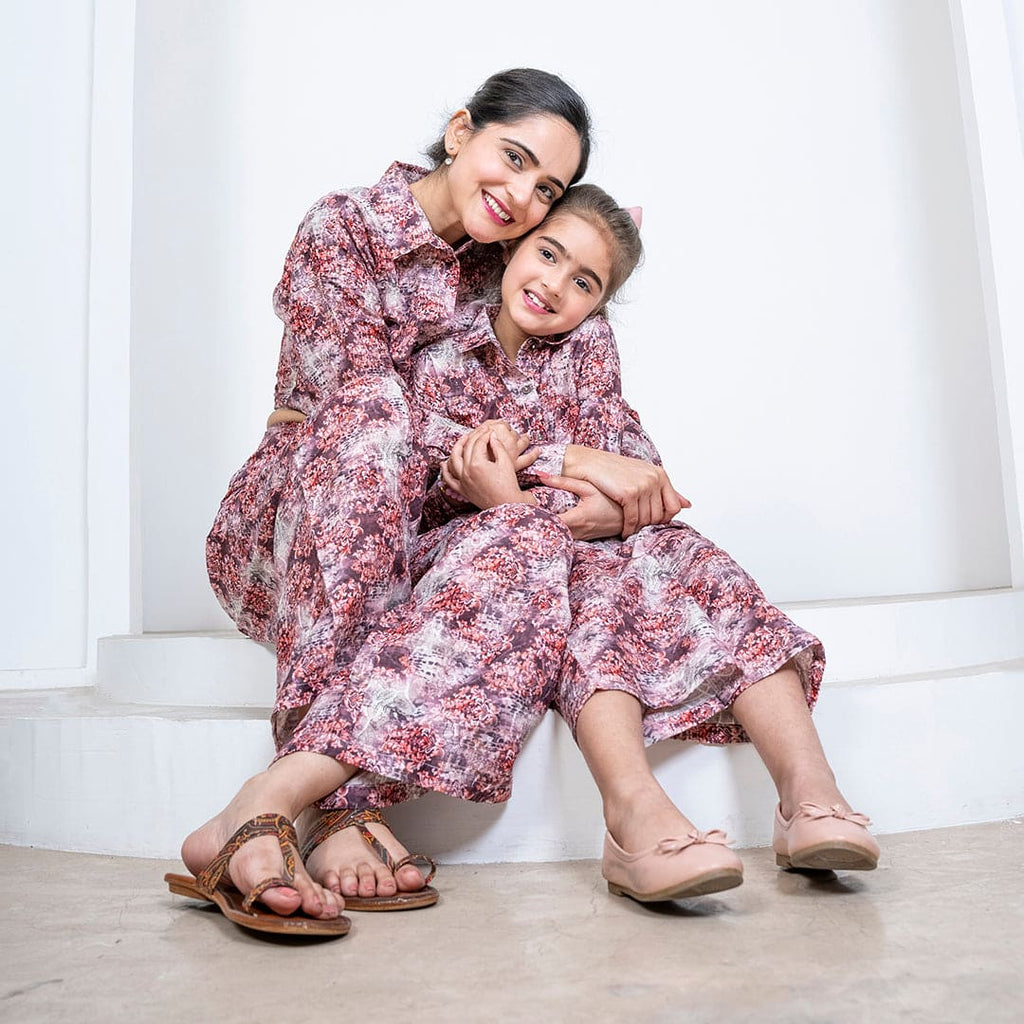 Multicolor Printed Shirt With Trouser Mom & Daughter Co-Ord Set