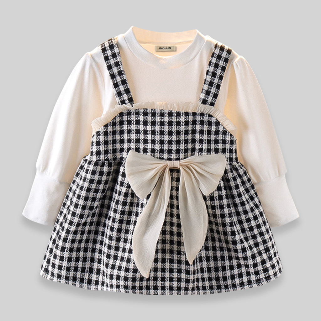 Girls Checked Dress with Bow