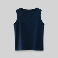 Boys Solid Sleeveless Tank Vests Tshirts Navy 1-2 Y 