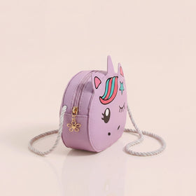 Girls Purple Unicorn Printed Sling Bag Sling Bags