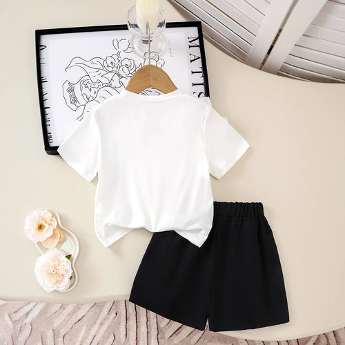 Girls White Floral Applique Short Sleeve Top With Shorts Sets 2 pc. Sets