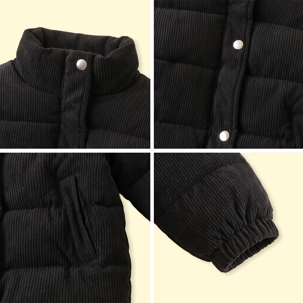 Boys Black Textured Long Sleeve Jacket Coats & Jackets