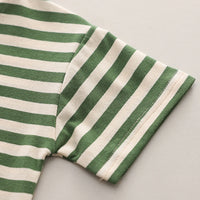 Boys Green Dog Motif Striped Short Sleeve T-Shirt With Dungaree Sets 2 pc. Sets