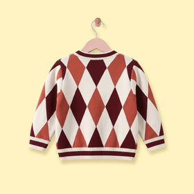 Boys Multicolour Diamond Jacquard Long Sleeve Sweater Sweaters & Cardigans