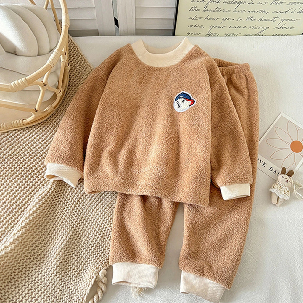 Boys Brown Long Sleeves T-Shirt With Jogger Co-ord Sets Sets