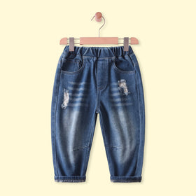 Boys Blue Distressed Elasticated Waist Denim Pants Pants Blue 1-2 Y