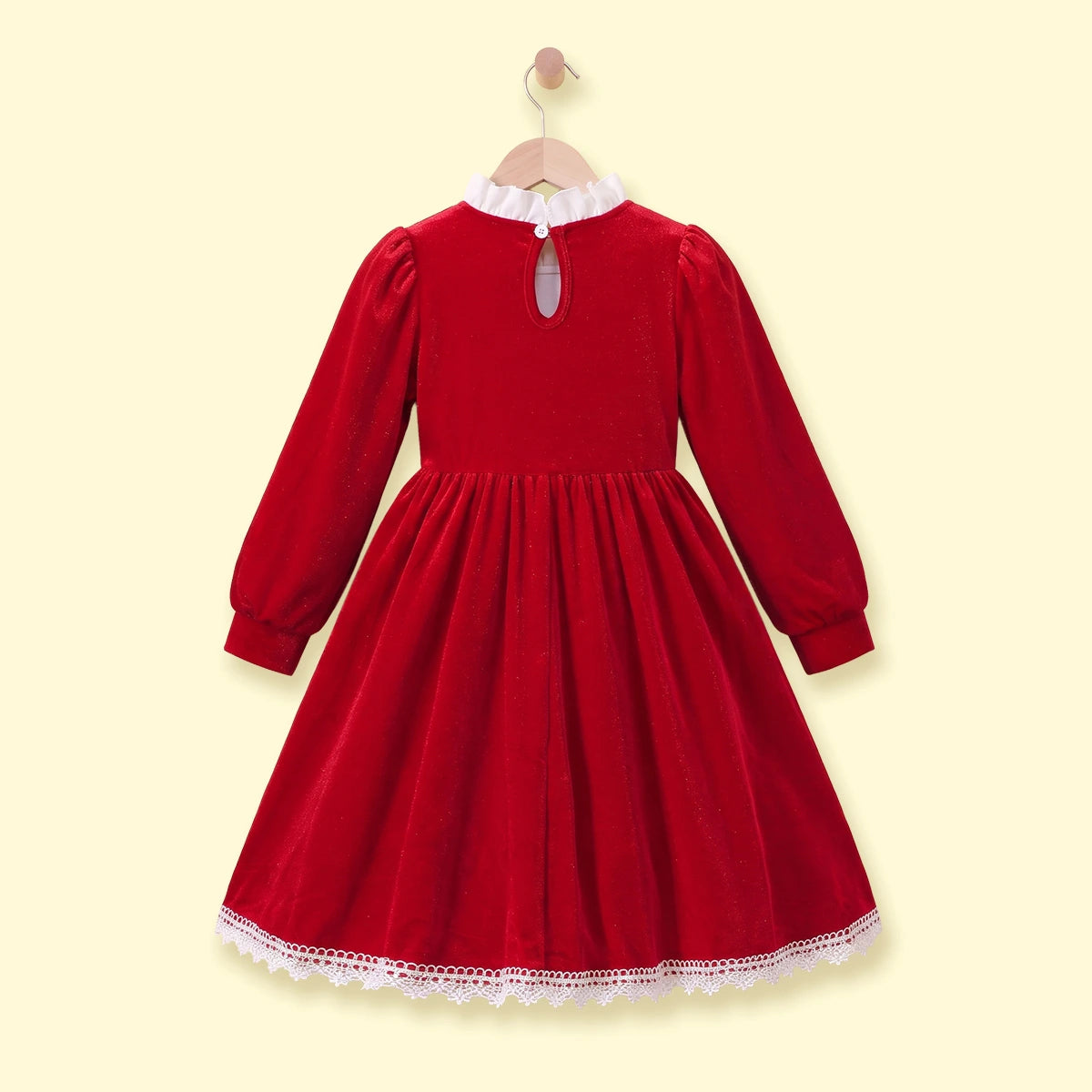 Girls Red Bow Applique Long Sleeve Fit & Flare Dress Casual Dresses