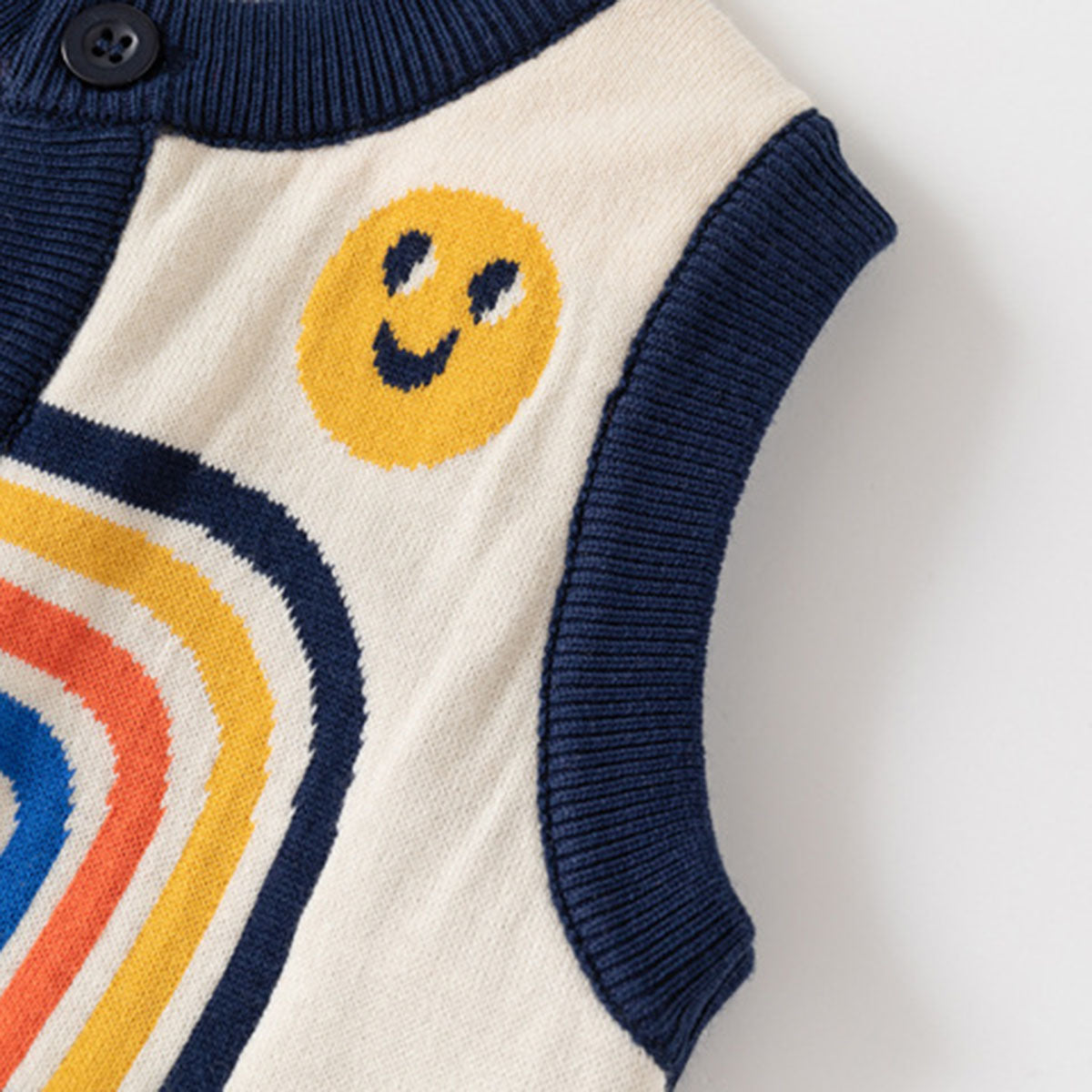 Girls Yellow Sweater Vest With Self-Design Animal Patterns Sweaters & Cardigans