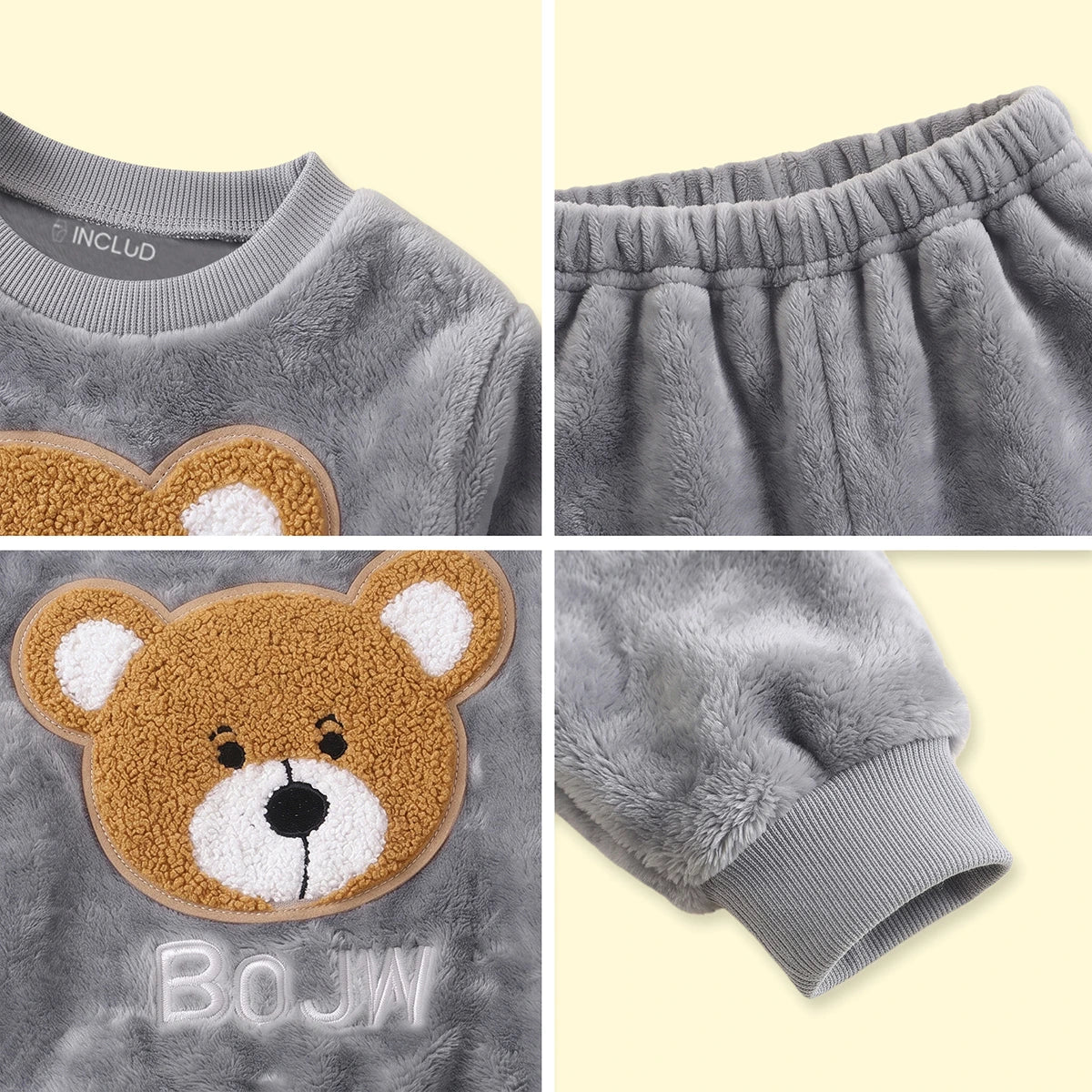 Boys Grey Bear Applique Sweatshirt With Pants Sets 2 pc. Sets