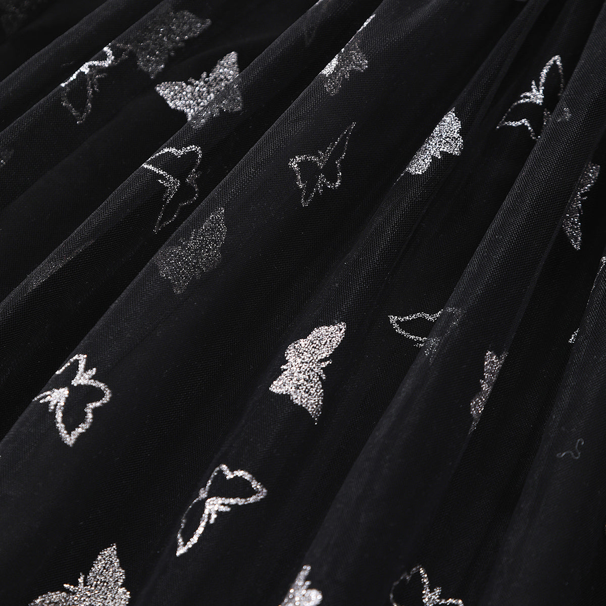 Girls Black Butterfly Printed flutter Short Sleeves Dress Casual Dresses