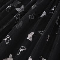 Girls Black Butterfly Printed flutter Short Sleeves Dress Casual Dresses