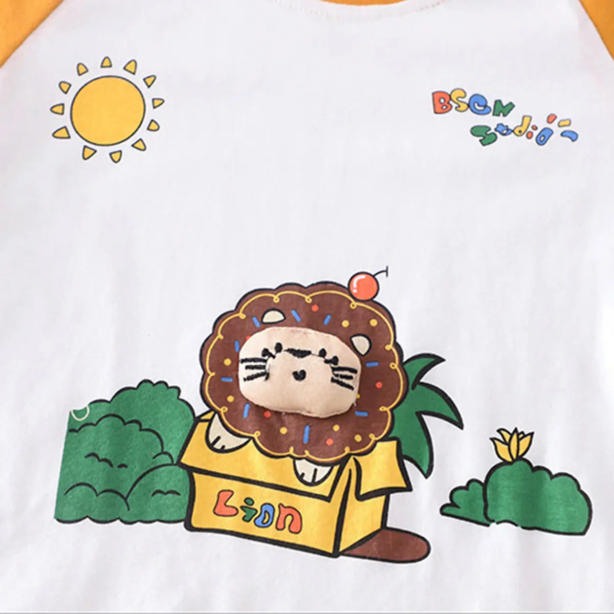 Boys Mustard Lion Graphic Raglan Sleeves T-Shirt With Elasticated Shorts Sets 2 pc. Sets