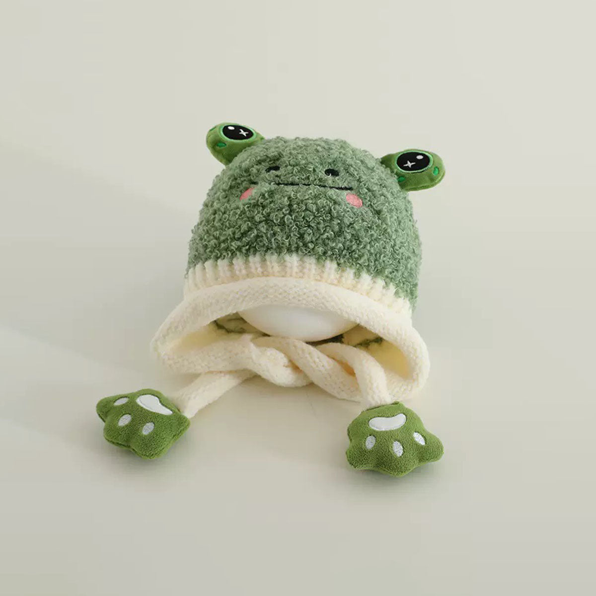 Kids Warm Animated Embroidered Beanie Cap Trending Accessories Green Onesize