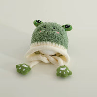 Kids Warm Animated Embroidered Beanie Cap Trending Accessories Green Onesize