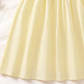 Girls Light Yellow Floral Embroidered Sleeveless A-Line Dress Casual Dresses