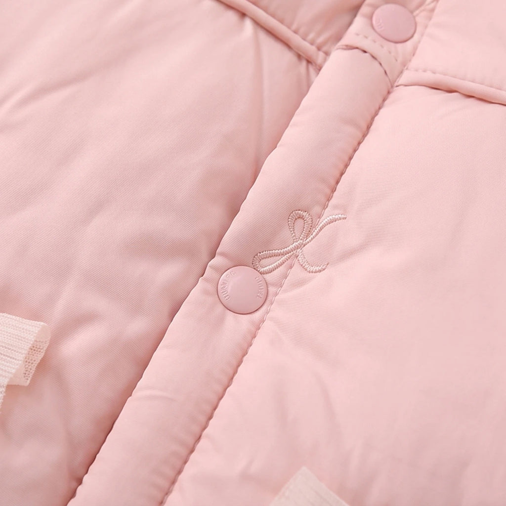 Girls Light Pink Embroidered Long Sleeve Jacket Coats & Jackets