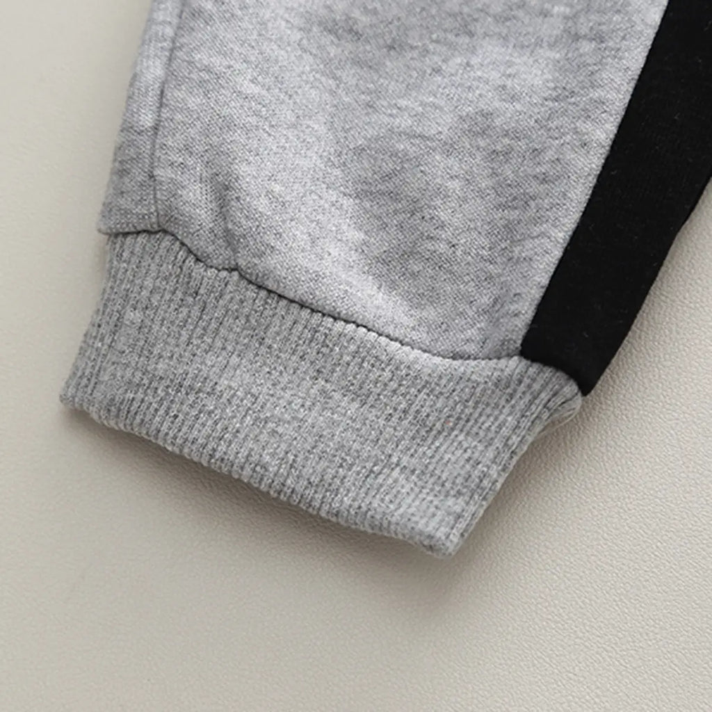 Boys Grey Alphanumeric Printed Polo Sweatshirt With jogger Co-ord Sets Sets