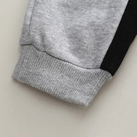 Boys Grey Alphanumeric Printed Polo Sweatshirt With jogger Co-ord Sets Sets