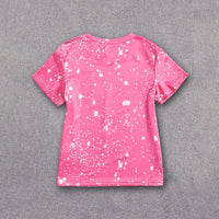 Girls Pink Graphic Short Sleeves Round Neck T-Shirt Tshirts