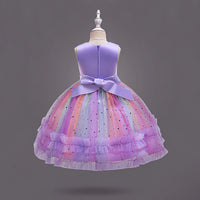 Girls Purple Heart Applique Fit & Flare Party Wear Dress Party Dresses