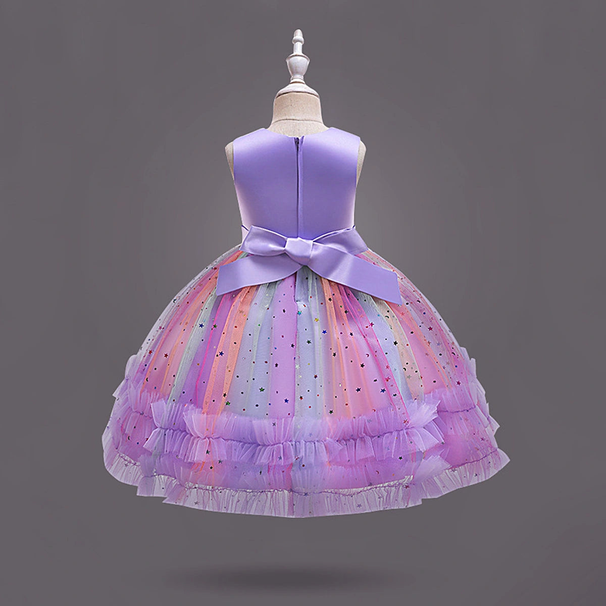 Girls Purple Heart Applique Fit & Flare Party Wear Dress Party Dresses