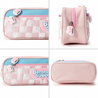 Aesthetic Become Sunny Pencil Pouch -Cute Checked School Stationery Organizer Trending Accessories