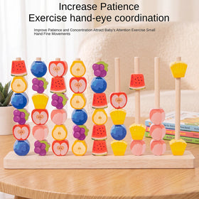 Fruit Ring Toss Game -42 Pieces Wooden Stacking & Ring Toss Toy Trending Accessories