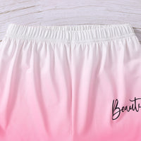Girls White-Pink Ombre Effect T-shirt with Shorts Set Sets