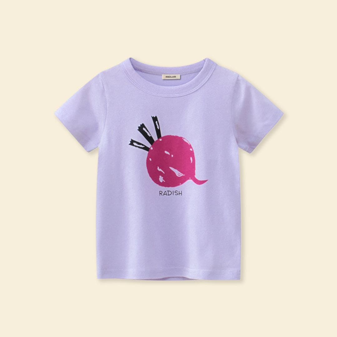 Girls Graphic Print Short Sleeves T-shirt Tshirts   