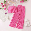 Girls Sleeveless Crop Top With Straight Fit Pants Sets 2 pc. Sets Red 8-9 Y 