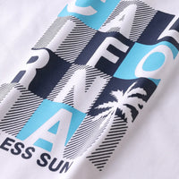 Boys Blue California Printed Vest With Printed Drawstring Shorts Sets Sets