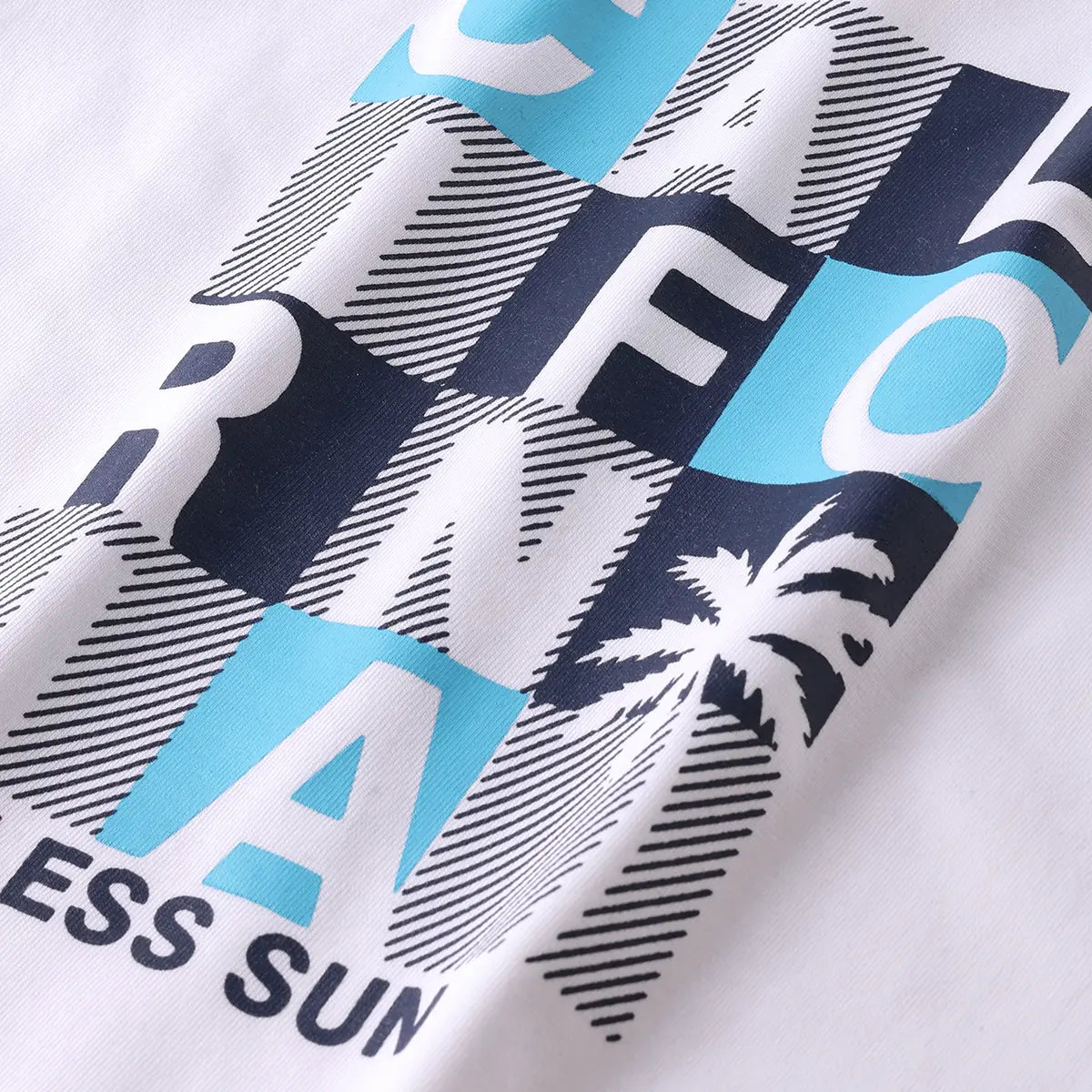 Boys Blue California Printed Vest With Printed Drawstring Shorts Sets Sets