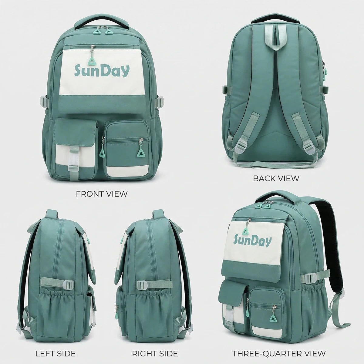 Kids Green Multi-Pocket School Backpack Trending Accessories