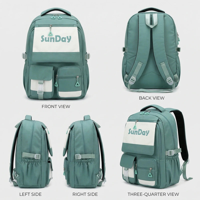 Kids Green Multi-Pocket School Backpack Trending Accessories