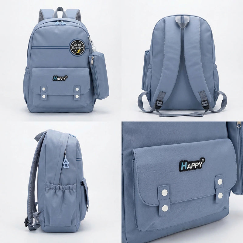 Boys Powder Blue School Backpack with Detachable Side Pouch Trending Accessories