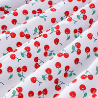 Girls White Cherry Printed Smocked Maxi Dress Casual Dresses