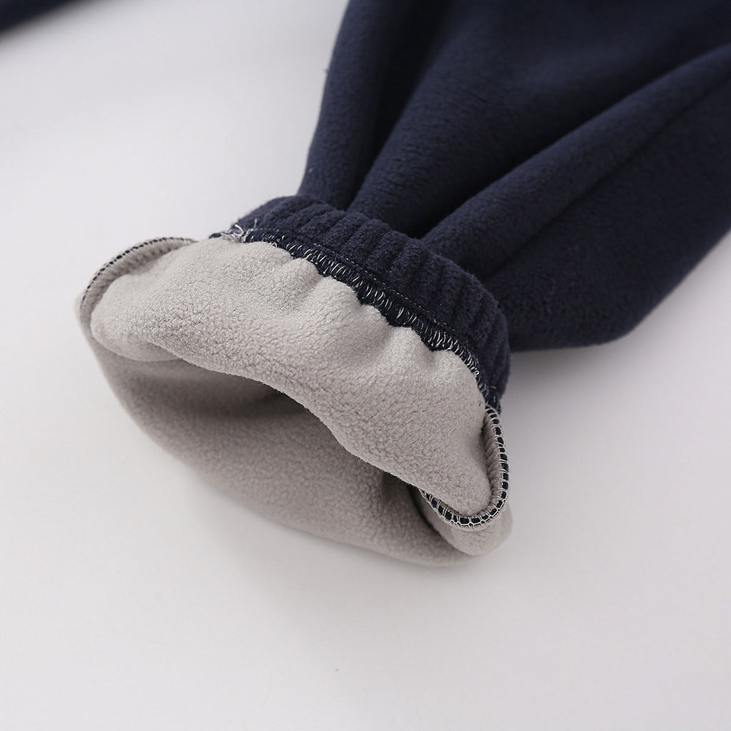 Boys Dark Blue Solid Polar Fleece Winter Jogger Trackpants & Joggers