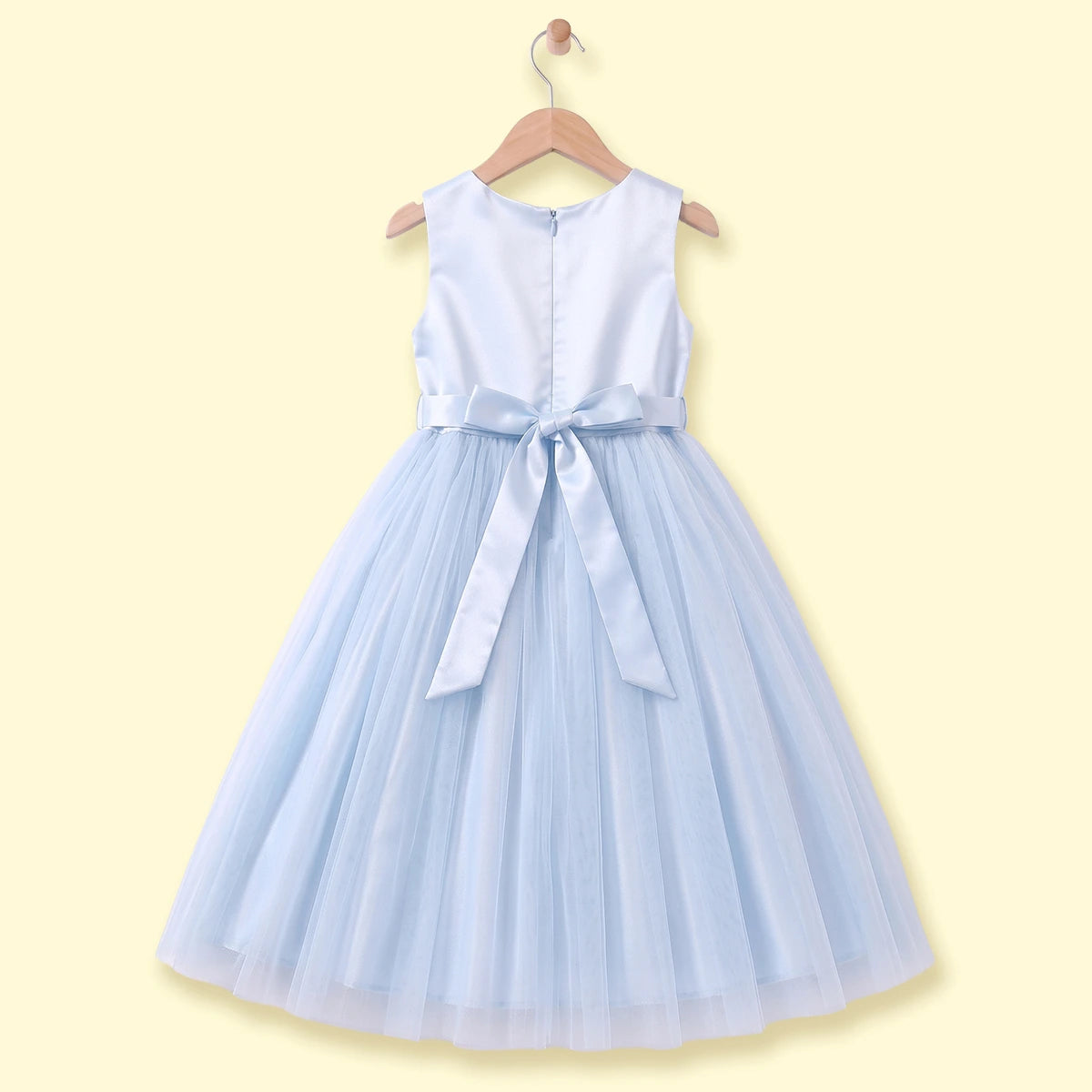 Girls Blue Floral Applique Sleeveless Party Gown Party Dresses