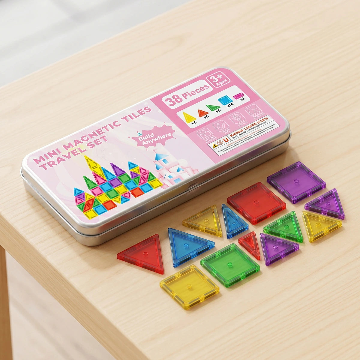 38 Pieces-Mini Magnetic Tiles Travel Set Trending Accessories