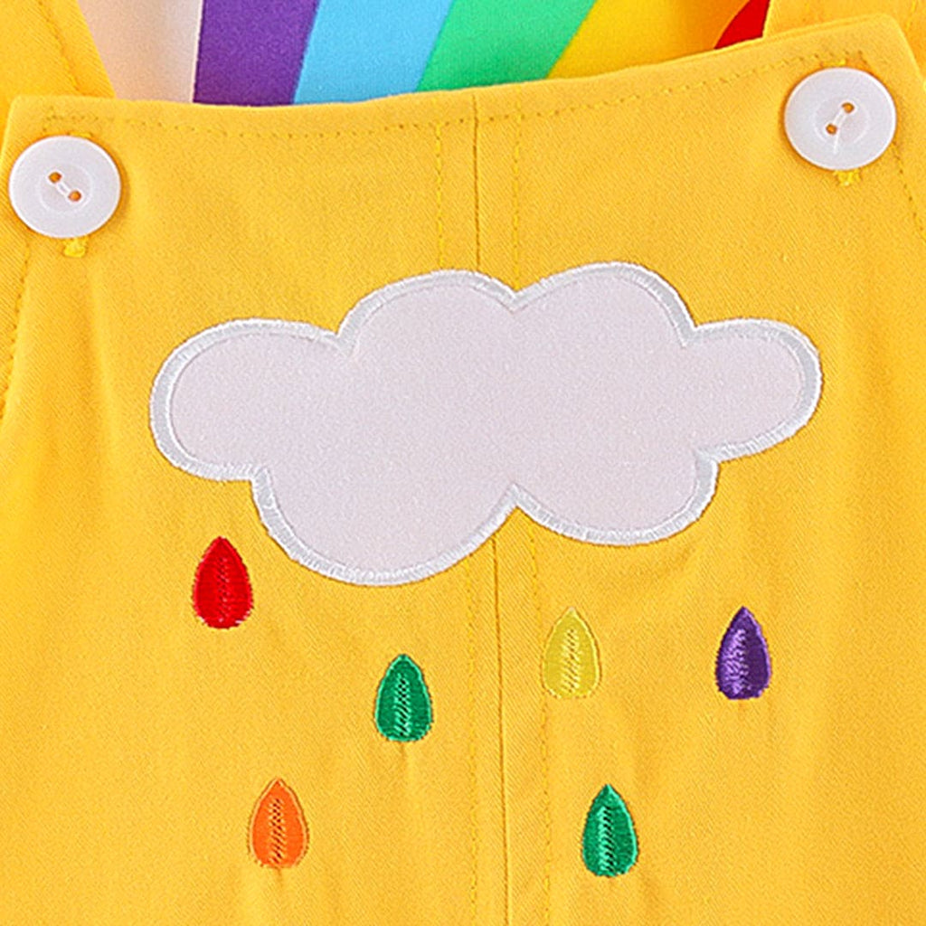 Boys Yellow Rainbow Print T-Shirt With Dungaree Set Sets   