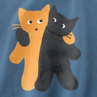 Boys Blue Graphic Cat Printed Short Sleeves T-Shirt Tshirts